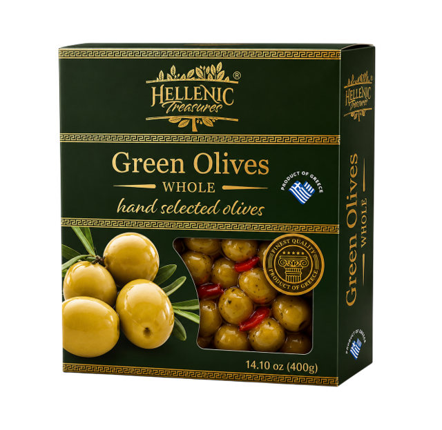 400 g Vacuum Pack Green Olives Website Photo