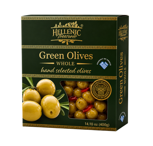 400 g Vacuum Pack Green Olives Website Photo