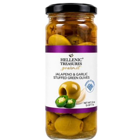 Jalapeno & Garlic Stuffed Green Olives 12 Oz Website Photo Jalapeno & Garlic Stuffed Green Olives 12 Oz Website Photo